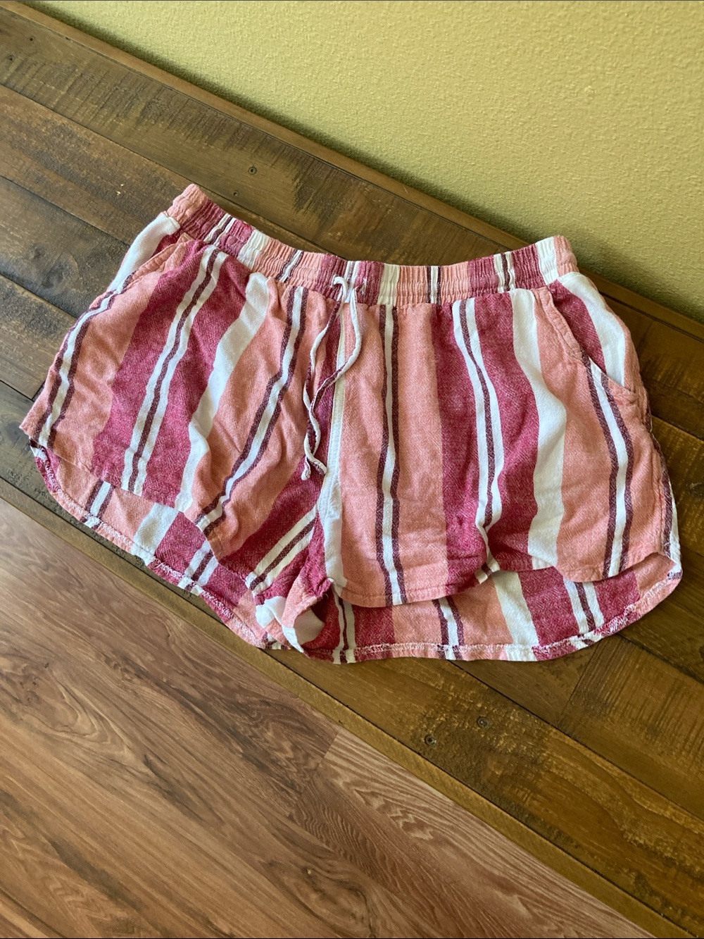 Universal Thread Pink & White Striped Linen Shorts